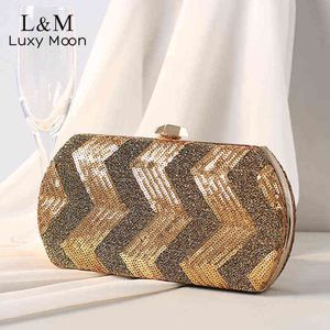 Avond tassen vrouwen avond clutch portemonnee bruiloft exquisite sequin luxe designer handtas kleine partij goud zilver schouder messenger bag X490H 220318