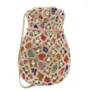 Bolsos de noche para mujer, bolso plateado con diamantes a la moda, bolso de mano con forma de bolsa de dinero para mujer, vestido de banquete para boda