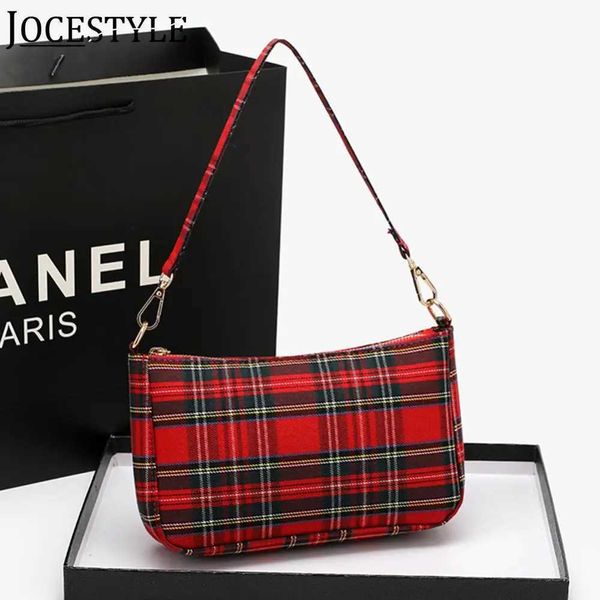 Sacs de soirée Sac à bandoulière de mode pour femmes Punk Tartan Check Sac de transport élégant Sac à carreaux simple avec 2 sangles Sac à main fourre-tout