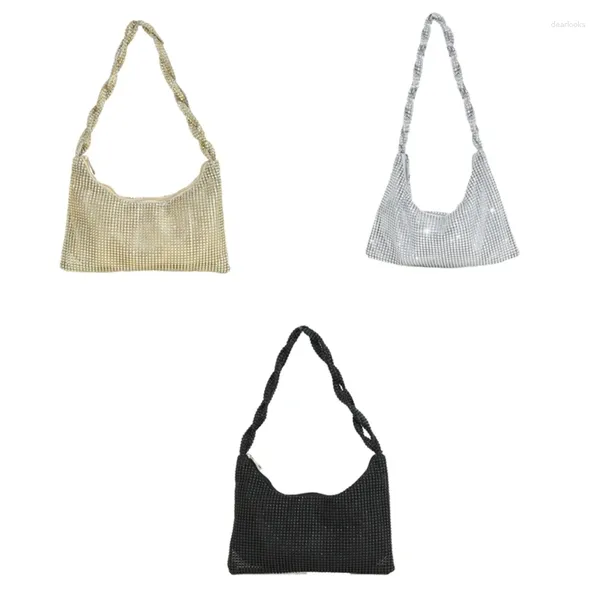 Bolsas de noche Mujeres Gem Adornado Bolso de hombro Lady Sparkling Diamond Light Axila para fiesta Ocasión formal Bolso