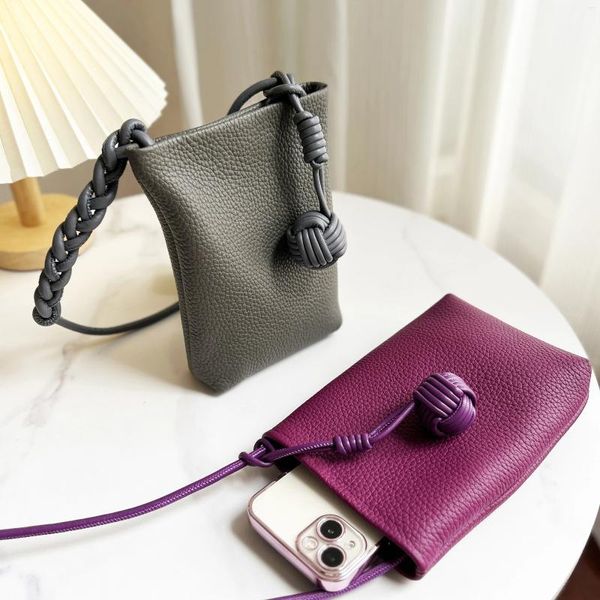 Bolsos de noche Mujeres Cuero genuino Pequeño bolso cruzado Diseñador Teléfono celular Ligero Moda Hombro Damas Monedero de viaje