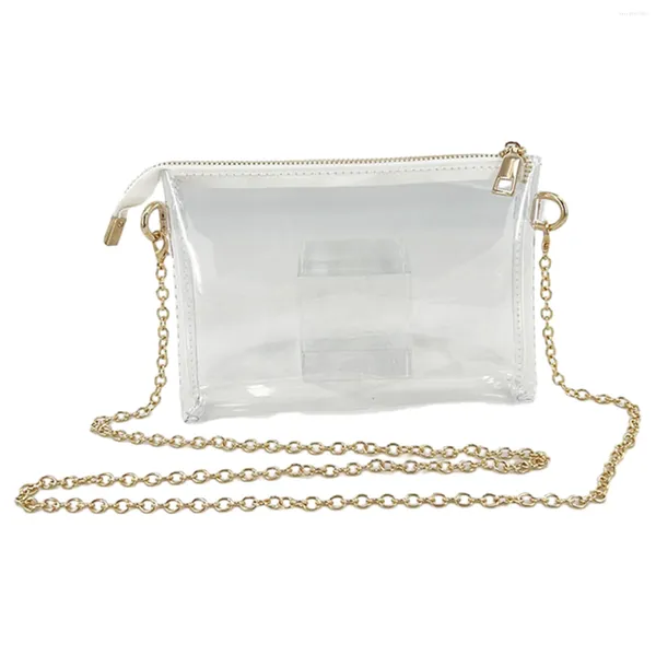 Sacs de soirée Femmes Filles Stade Approuvé Travail Chaîne En Métal Fête Étanche Sac À Main Transparent Sac À Bandoulière PVC Avec Fermeture À Glissière Cadeau Voyage Portable