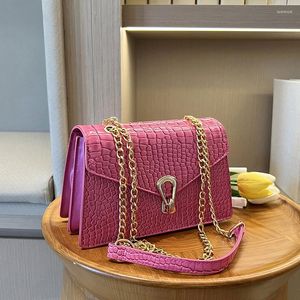 Bolsos de noche para mujer, bolso de mano de diseñador de lujo con diseño de cocodrilo, cadena dorada, bolso cruzado, bolso de hombro de piel de cocodrilo para mujer