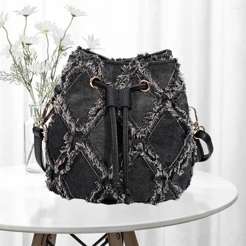 Evening Bags Women Mini Crossbody Purse Denim Fringe Hobo Bag Solid Color Sling Diamond Lattice Female Commute