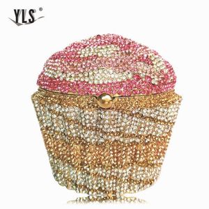 Avondtassen Vrouwen Mini Cupcake Clutch Bag Luxe Crystal Bridal Wedding Portemonnee Mode Cocktail Party Diamond Minaudiere Handtas 230725