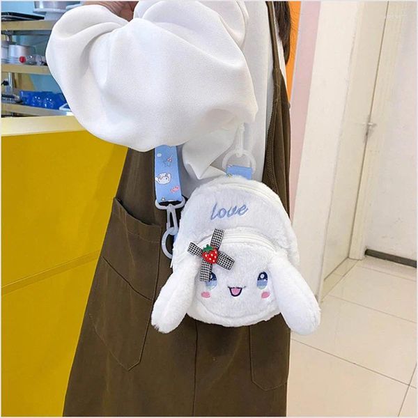 Bolsos de noche para mujer, bolsa de mensajero de dibujos animados de felpa, mochila peluda de perro lindo, juguete de muñeca para niña 2024