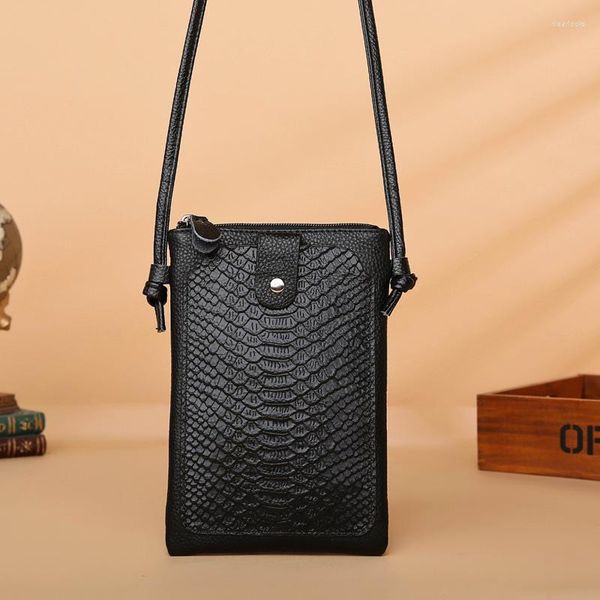 Bolsos de noche para mujer, monederos con diseño de cocodrilo, bolso con correa para el hombro de cuero genuino, tarjetero grande para teléfono móvil, bolsillos para bolso