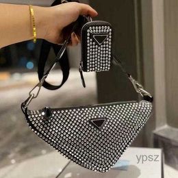 Avondtassen Vrouwen Strass Tassen Designer Driehoek Tas Meisjes Rits Schouder Crossbody Tassen Nieuwe Hobos Composiet Pounch Met Coin PurseMul