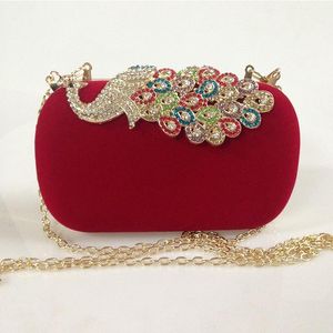 Bolsos de noche para mujer, bolso de mano con diamantes de imitación, bolso rojo con cadena para mujer, bolso nupcial para fiesta de boda, bolso de noche