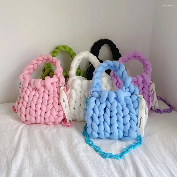 Sacs de soirée Femmes Corde Crochet Bandoulière Fourre-tout Designer de luxe Chaîne acrylique Dames Sac à main tissé Chunky Knit Simple Sac sous les bras