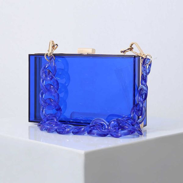 Sacs de soirée Femmes Royal Blue Bag Fashion Jelly Clutch Sacs à main et sacs à main Designer de luxe Bonbons Couleur Acrylique Mini Crossbody Sac à bandoulière J230420