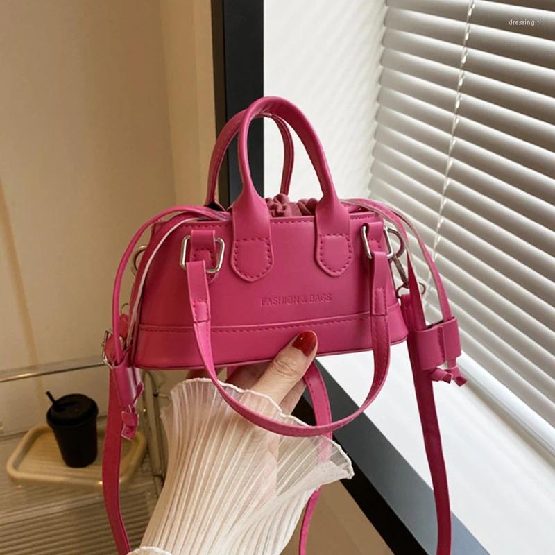 Evening Bags Women's Casual Mini Macarone Bucket Handbags Fashion Drawstring Bag Female Solid Color Small Shoulder Messenger