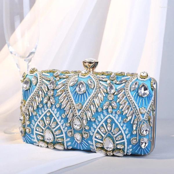 Bolsos de noche Bolso de mujer Fiesta Boda de lujo Boda de lujo para nupcias Exquisitas Cristal Damas Bolso de oro Black Blue Billet