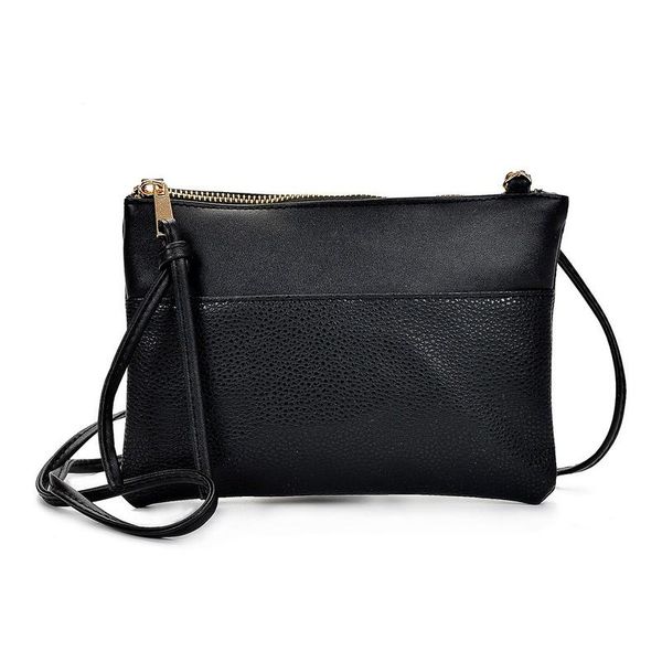 Bolsos de noche Bolso de mano para mujer Bolso cruzado de cuero negro simple Envuelto en forma de pequeño mensajero Hombro Gran venta Bolso femeninoEvening