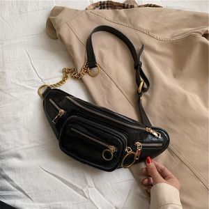 Sacs de soirée mode femme multi-poches poitrine sac couleur unie cuir Pu femme épaule 2021 Portable fermeture éclair messager sac à main