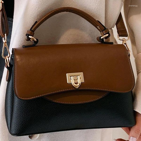 Sacs de soirée Flap pour femmes Petit sac à bandoulière Qualité Pu Cuir Noir Café Hit Couleur Dames Maillard Sac à main Femme Élégant Bandoulière