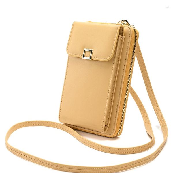 Sacs de soirée Sac de téléphone portable pour femme Mode Dames Bandoulière Petit PU Cuir Porte-monnaie Porte-carte Portefeuille Femme Longue épaule