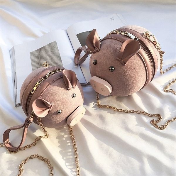 Sacs de soirée Fonction de porc pour femmes mini sac crossbody rose mignon avec chaîne petit kawaii sac à bandoulière à deux tailles