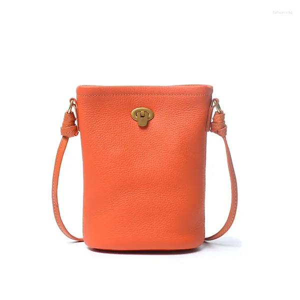 Bolsos de noche en bolso de hombro para mujeres de cuero de cuero genuino moda de verano primera capa de vajilla coreana edición linda pequeña