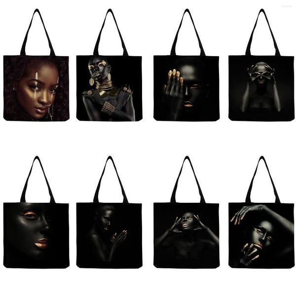 Sacs de soirée Femme Sac à bandoulière Africain Art noir Fashion Ladies Shopping personnalisable Toche de voyage en plein air grande capacité pliable