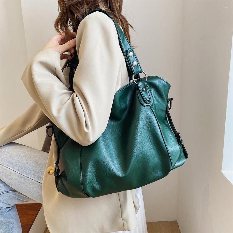 Evening Bags Women Shoulder Bag Big Size PU Leather Crossbody Casual Retro Solid Color Soft Female Travel Shopper Mommy Tote
