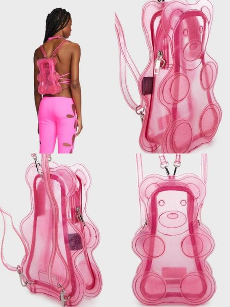 Sacs de soirée Femmes Petit Y2k Rose Ita Sac À Dos Mignon Ours Enfants Mini Animal Sac De Mode Personnalité Féminine Transparent 230804