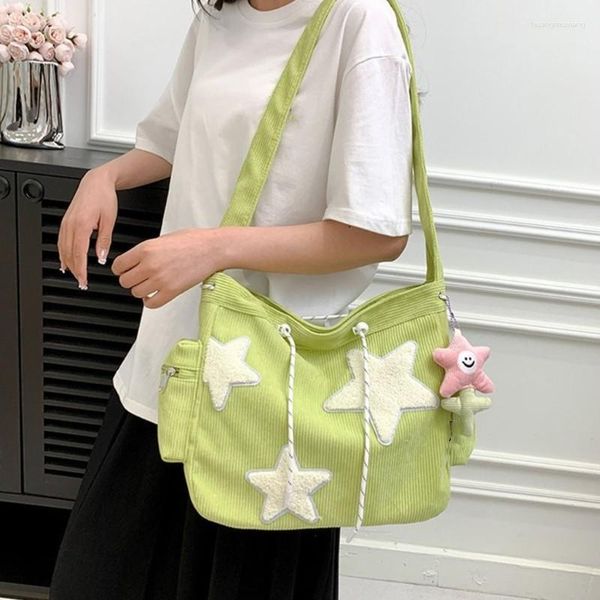 Bolsas de noche Mujeres Star Pana Crossbody Bolsa Casual Tote Lady Simple Rosa Verde Negro Capacidad Hombro Chica Viaje Escuela Bookbag Bolso