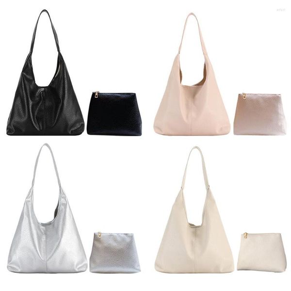 Bolsos de noche Bolso de mano para mujer Bolso de compras suave con monedero Gran capacidad Color sólido Cuero de PU Mujer Diario Simple