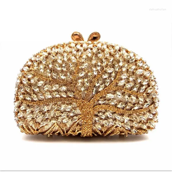 Bolsos de noche para mujeres forma de árbol de árbol de la mano de la mano vestida de la cadena de boda de embrague de boda bacilo