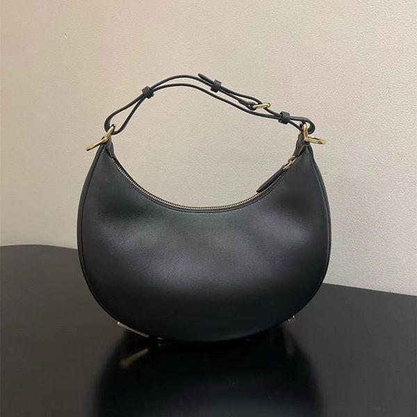 Bolsos de noche Bolso de hombro para mujer Carta de cuero de vaca Cadena de media luna Piel Ocio Crossbody Mini Hobo Bolsos Party Girl Monedero