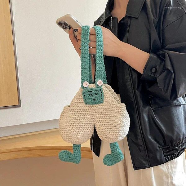 Sacs de soirée Laine Main-Crochet Sac Bretelles En Forme Parent-Enfant 2024 Personnalité À La Mode Niche Casual Téléphone Mobile