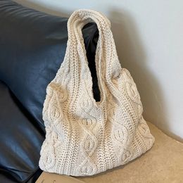 Avondtassen Wol gebreide schoudertas voor dames Vintage katoenen doek Meisjes Tote Shopper Grote vrouwelijke handtas haak 231026