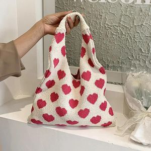 Sacs de soirée en laine en tricot en tricot Sac à provisions pour femmes Vintage Fashion Coton Coton Filles Tote Shopper Grand sac à main féminin