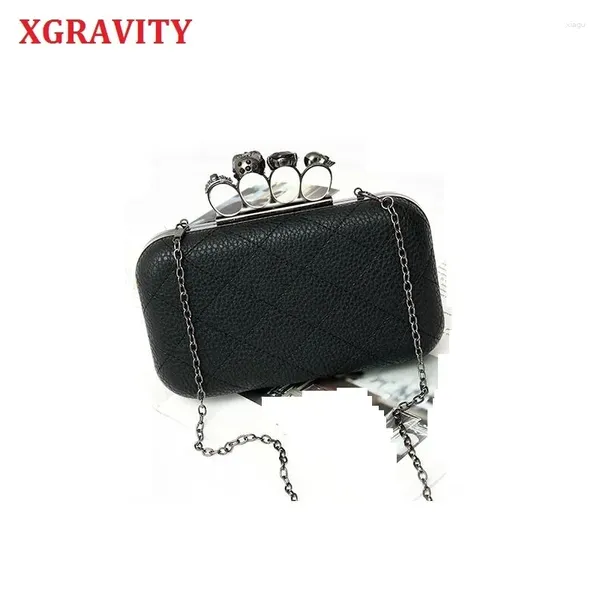 Bolsos de noche Xgravity Mini Tote Skull Finger Cadena Elegante Bolsa Mujeres Mujeres casuales Bolsos de bolsos Damas Ghost 050