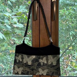 Bolsas de noche Xiuya Estilo chino Moda Bolso de hombro Mariposa Impresión Perlas negras Bolso vintage Elegante Diseñadores de lujo Axilas