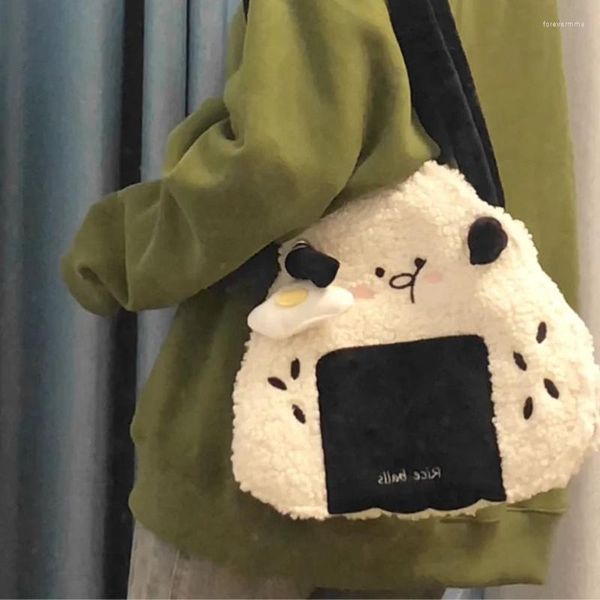 Bolsos de noche Xiuya Kawaii bolso de hombro de felpa suave dulce lindo Sushi en forma de bolso de lana de cordero estilo japonés gran capacidad axila