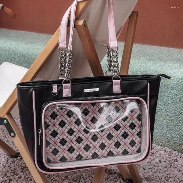 Sacs de soirée Xiuya Plaid Mode Femmes Sac à bandoulière Luxe Lolita JK Niche Designer Ita Fourre-tout en cuir Casual Doll Harajuku Dames Sac à main