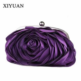 Avondtassen XIYUAN 9 kleuren Vintage dames bloementas Damesmode Rose Chain Handtas Bruiloft Koppeling Diner Kleine portemonnee 231123