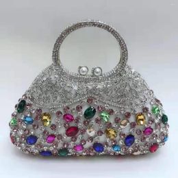 Sacs de soirée Xiyuan Elegant Ab Silver Silm-Bag Clayshes for Women Formal Party Crystal Clutch Purse Hands Sac à main