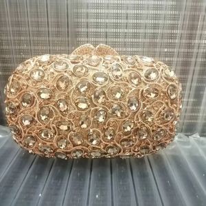 Avondtassen XIYUAN Gold Crystal Bridal Clutch Bag voor Vrouwen Strass Portemonnee Portemonnees China Handtas met ketting 230728