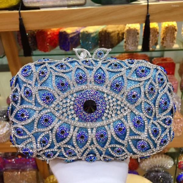 Bolsas de noche XIYUAN Lady Rhinestone Sparkly Gold Clutch Bag Mujeres de lujo Cristal Azul Mujer Fiesta Monedero Femme Soiree Pochette