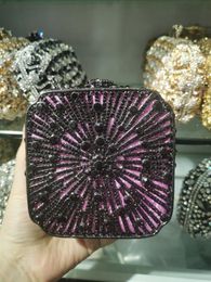Sacs de soirée Xiyuan Nouveauté Designer Diamant Sacs à main Femmes Mini Embrayage Cristal De Mariage Strass Sac À Main Bourse Violet