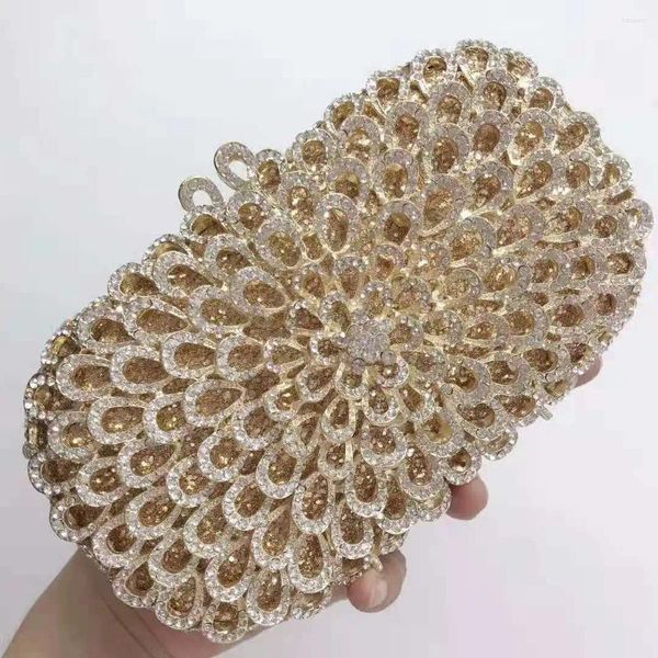 Bolsas de noche XIYUAN Mujeres para fiesta Diamantes de lujo Embrague Moda Oro Bling Crystal Nupcial Bolsa de boda Monedero Bolso Embragues