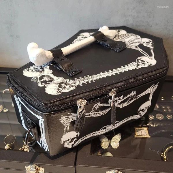 Sacs de soirée Y2K Gothic Sac à bandoulière pour femmes HARAJUKU STYLE VAMPIRE PUNK COFFIN SKULL MAIN AVANCÉ PU CUIR CROSSBOCK