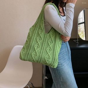 Sacs de soirée Y2K Tricoté Sac Femme Twist Eco Coréen Shopping Fourre-tout Sac à main Tresse Épaule Crochet Corde Weave Bourse Femme