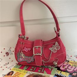 Bolsos de noche Y2K Sweet Cool Girls Underarm Bag Moda Mujer Rosa Hombro Crossbody Bolsos Retro Cadena Mujer Embrague Tote Monedero Bolsos 230804