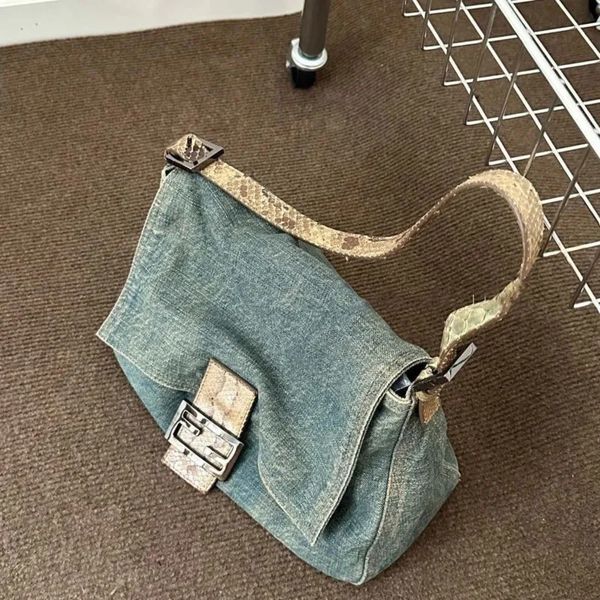 Bolsas de noche Y2K Vintage Moda coreana Versátil Hombro Axila Harajuku Tote Denim Bag Cadena Bolsas de damas Monederos Bagutte Bolsos Mujeres 231211