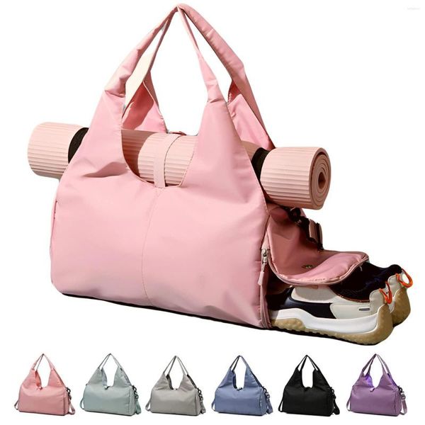 Sacs de soirée Sac de tapis de yoga Grande capacité Sport Gym Duffle avec compartiment à chaussures Durable imperméable Femme