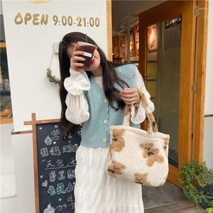 Avondtassen youda origineel ontwerp lam als stof schoudertas pluizige bontbeer warme handtassen voor vrouwen tote plush square pack girl