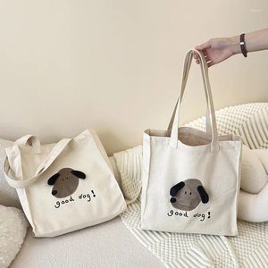 Sacs de soirée Youda Style Toile Tissu Sac à bandoulière pour femmes Mignon Chien Dessin animé Modèle Sac à main Grande Capacité Casual Shopper Fourre-tout